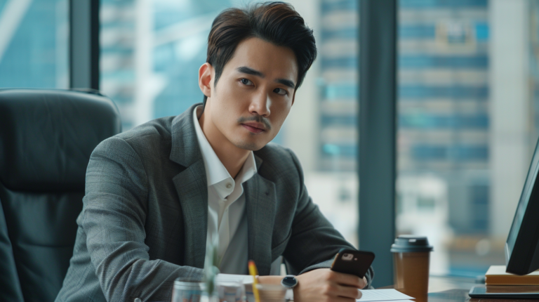 上班族在工作空間中猶豫是否做出重要職涯選擇